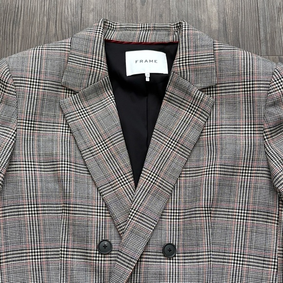 FRAME PLAID DOUBLE BREASTED BLAZER WOMENS LARGE - Picture 2 of 8